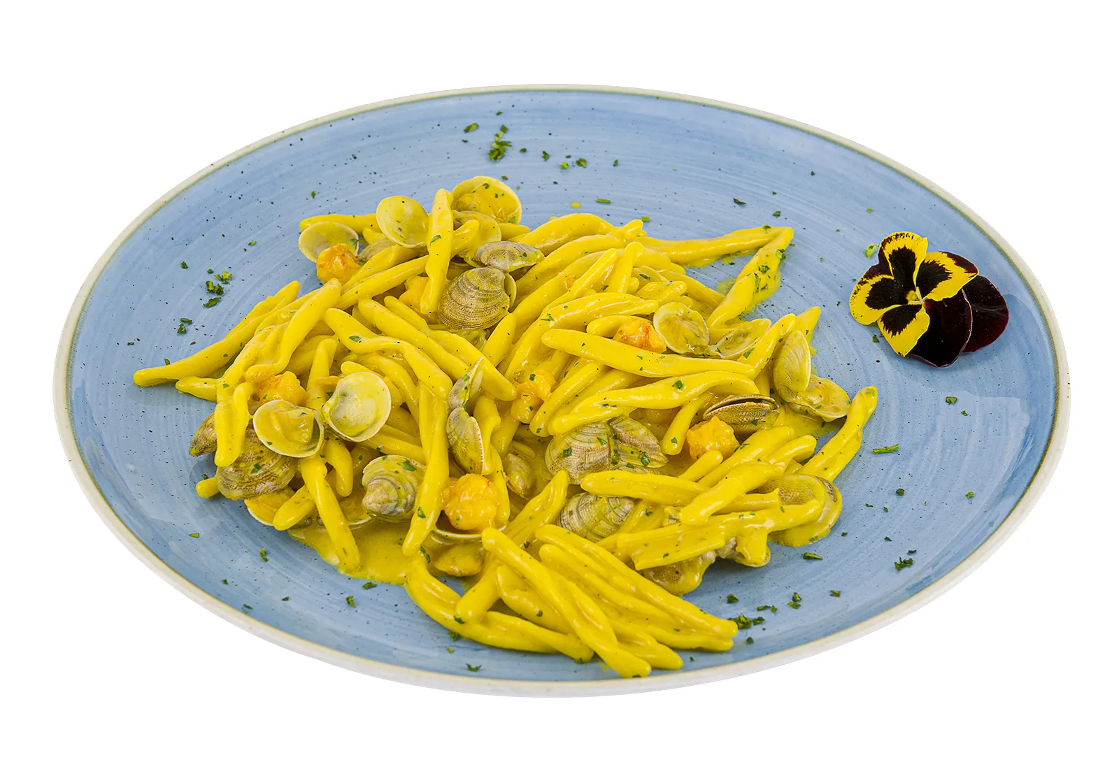 Strozzapreti Gamberi Vongole Zafferano