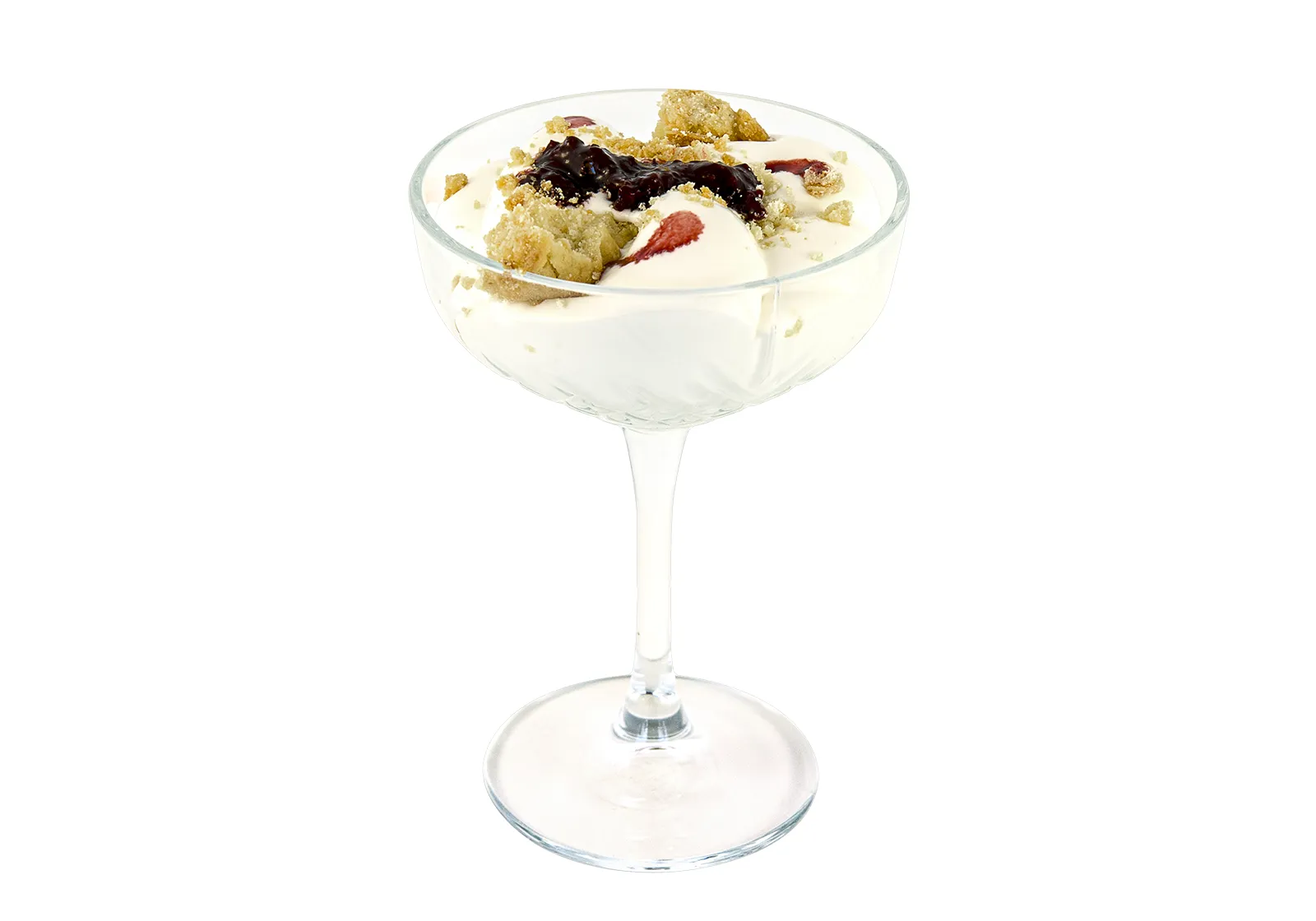 Yogurt con crumble di Mandorle e salsa di Frutti di Bosco